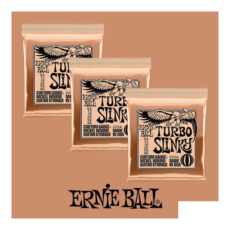 Ernie Ball 超值 Ernie Ball 2224 Turbo Slinky 三包優惠 9.5/46 鎳纏繞 電吉他弦 — 三峽電吉他