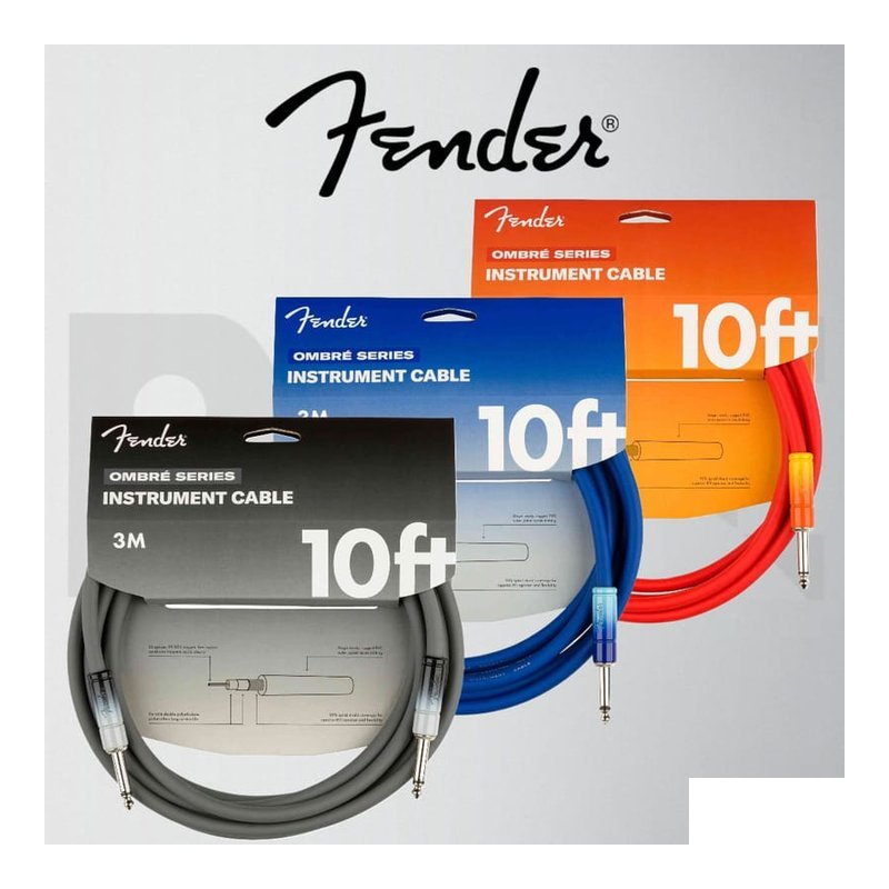 Fender Fender Ombre Cable 10呎/3米/3m 雙直頭/吉他/貝斯 樂器導線 — 三峽木吉他 / 民謠吉他