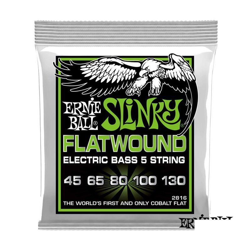 Ernie Ball Ernie Ball 2816 Flatwound (45-130) 平滑弦/鈷纏繞平滑/電貝斯/5弦 — 三峽貝斯