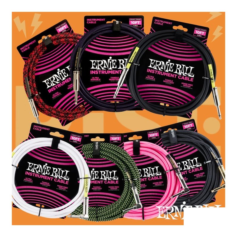 Ernie Ball Ernie Ball 銅頻蔽 電吉他 貝斯 木吉他 樂器導線 3m 直直 直L — 三峽木吉他 / 民謠吉他