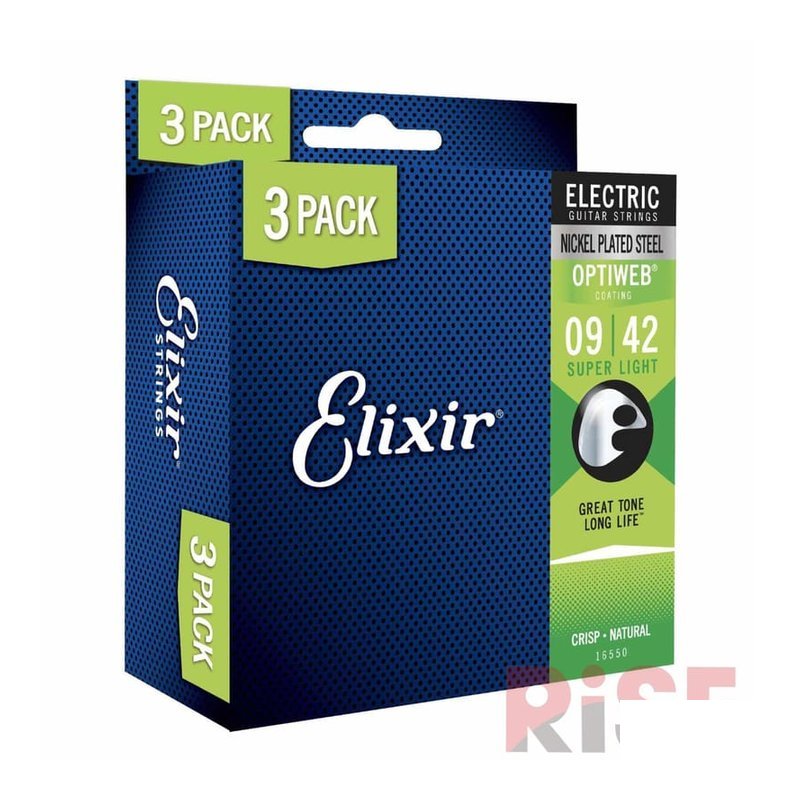 Elixir ELIXIR 09-42 OPTIWEB 三包裝 電吉他弦 奈米包覆層 超薄型 16550 — 三峽木吉他 / 民謠吉他
