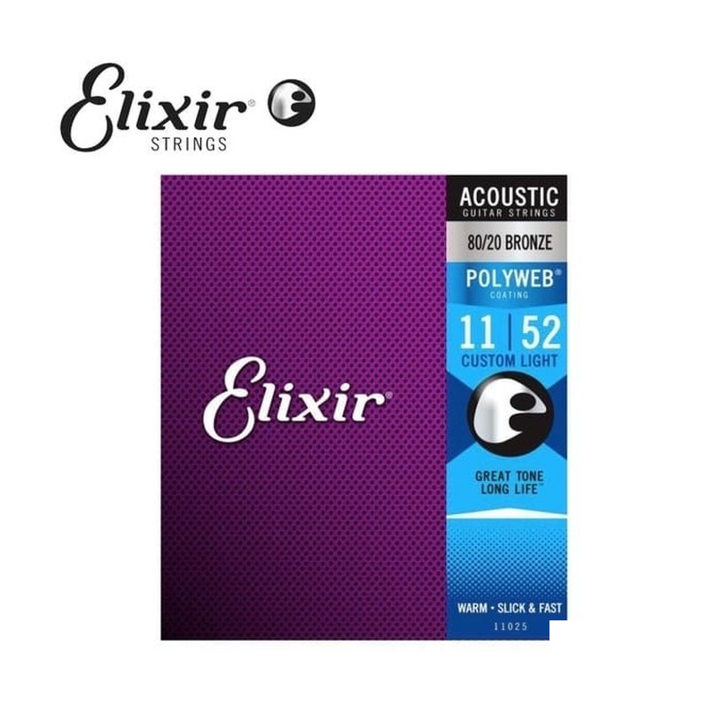 Elixir Elixir POLYWEB 80/20 BRONZE 11025 11-52 黃銅 木吉他弦 套弦 — 三峽木吉他 / 民謠吉他