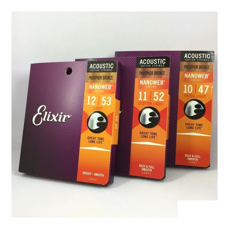 【免運】Elixir NANOWEB PHOSPHOR BRONZE 木吉他弦 磷青銅 套弦(6條入) — 三峽吉他 / Bass