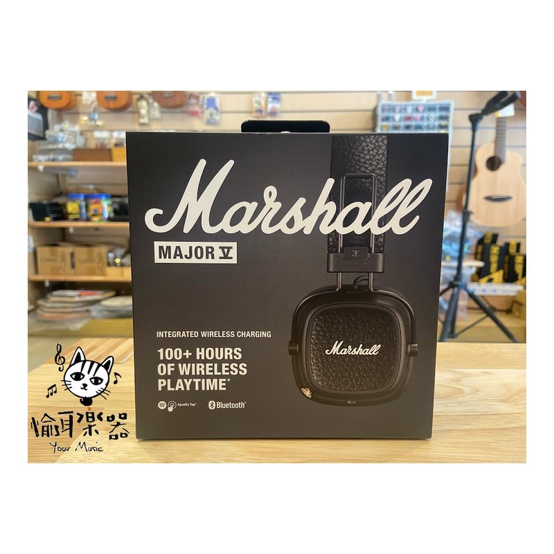 Marshall MAJOR 第五代經典黑 Marshall MAJOR V 藍牙耳罩式耳機保固18個月台灣公司貨 — 三峽麥克風