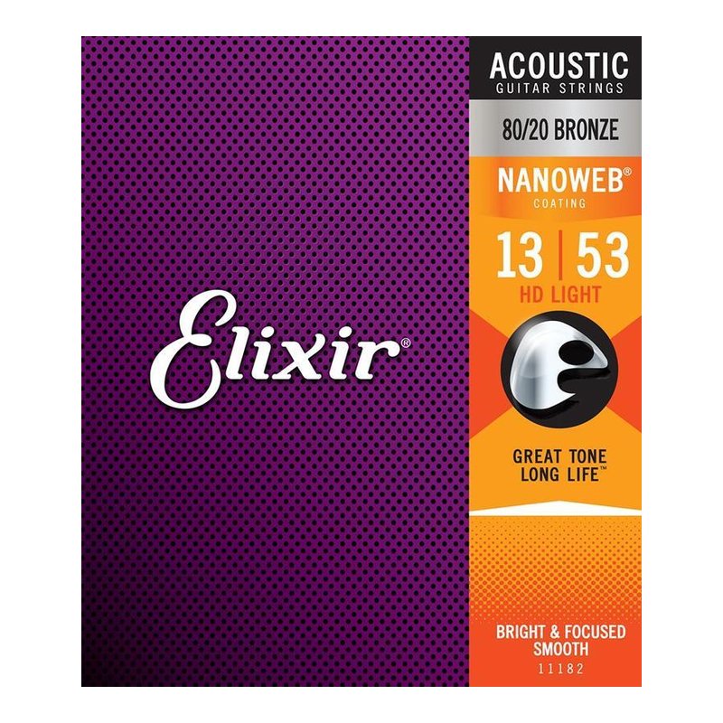 ♪Your Music 愉耳樂器♪ELIXIR NANOWEB 薄包覆 HD 13-53 黃銅 木吉他弦 (11182) ELIXIR NANOWEB 薄包覆 HD 13-53 黃銅 木吉他弦 (11182) — 三峽吉他 / Bass
