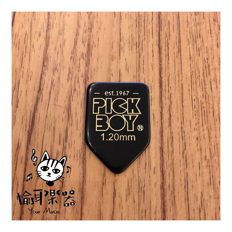 ♪Your Music 愉耳樂器♪PICKBOY五角黑底黃字pick 吉他 烏克麗麗匹克1.20mm PICKBOY五角黑底黃字pick 吉他 烏克麗麗匹克1.20mm — 三峽烏克麗麗