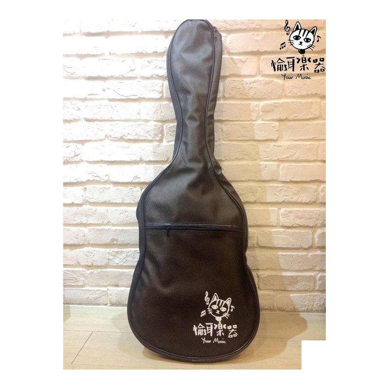 ♪ Your Music 愉耳樂器♪ 台製 電吉他 黑色仿皮防潑水 基本款背袋 貓咪LOGO 台製 電吉他 黑色仿皮防潑水 基本款背袋 貓咪LOGO — 三峽吉他 / Bass