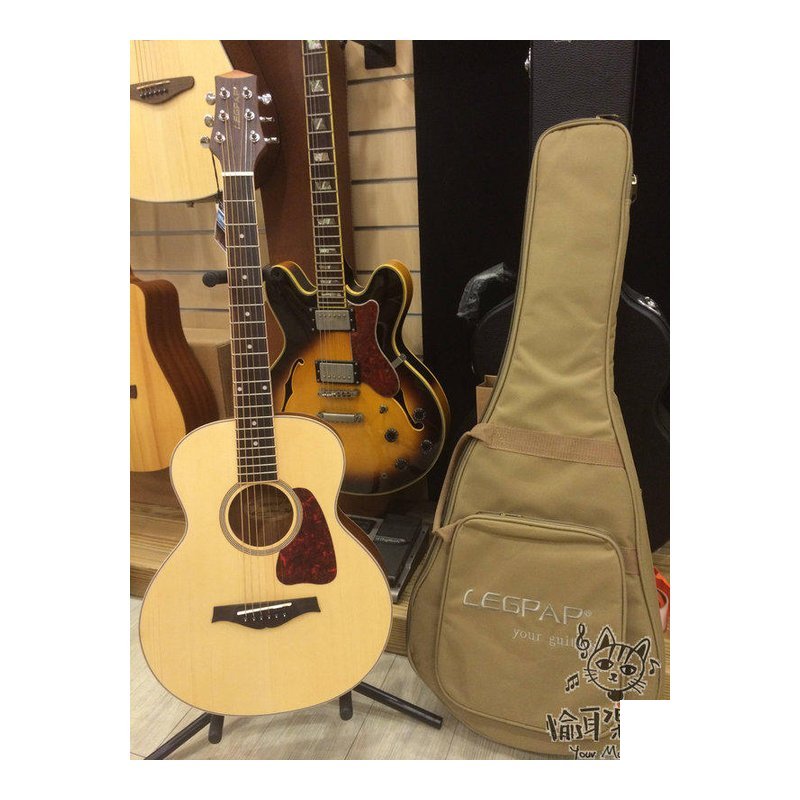 ♪ YOUR MUSIC愉耳樂器 ♪ LEGPAP GSMINI 38吋 GA桶雲杉面單桃花心側背板面單旅行吉他 LEGPAP GSMINI 38吋 GA桶雲杉面單桃花心側背板面單旅行吉他 — 三峽吉他 / Bass