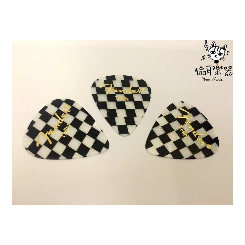 ♪ Your Music 愉耳樂器♪FENDER 匹克THIN 黑白格 木吉他 電吉他 用 FENDER 匹克THIN 黑白格 木吉他 電吉他 用 — 三峽吉他 / Bass