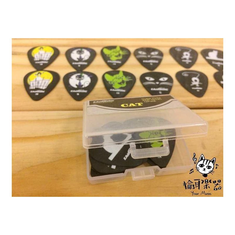♪ Your Music 愉耳樂器 ♪KAVABORG 貓咪 盒裝 吉他匹克 12片裝 CAT附收納盒 KAVABORG 貓咪 盒裝 吉他匹克 12片裝 CAT附收納盒 — 三峽吉他 / Bass