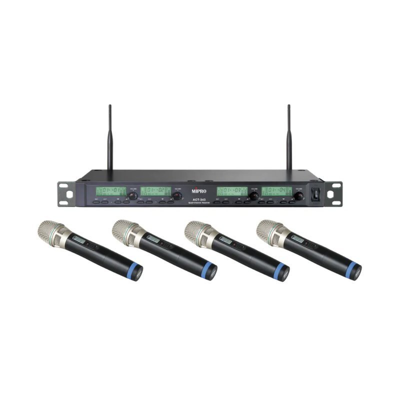 MIPRO Mipro - ACT-343 類比1U窄頻四頻道接收機 無線麥克風 附贈4支無線麥克風 表演麥克風 — 三峽麥克風