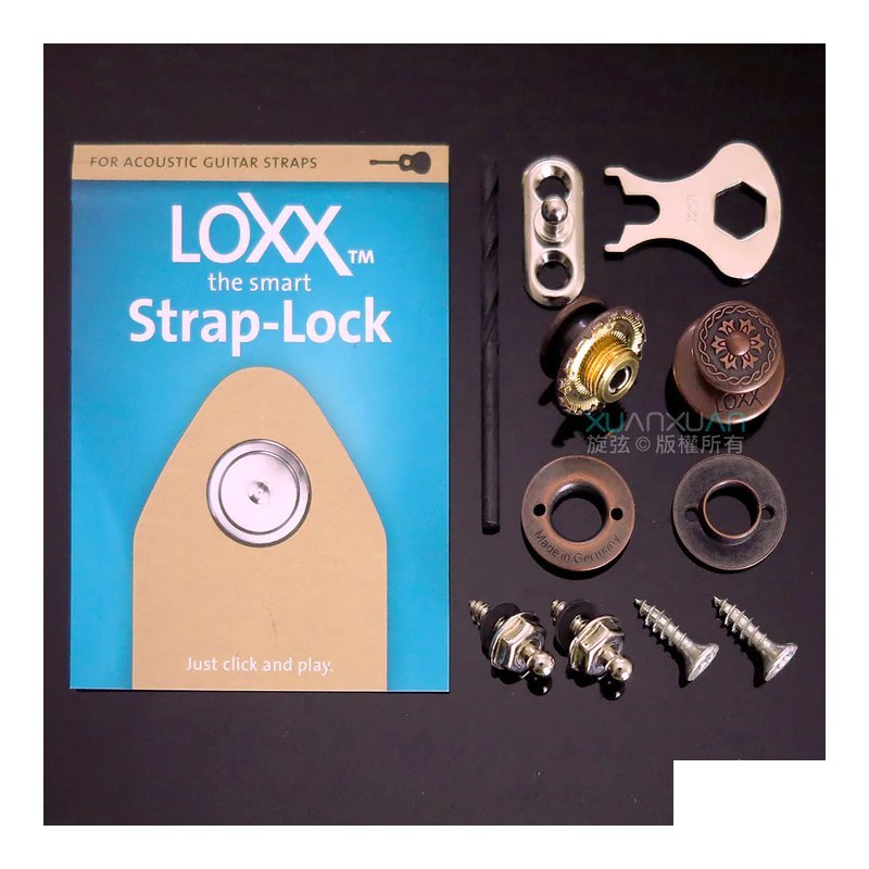 Loxx 德製安全肩帶釦-民謠/烏克-紅銅雕花 安全背帶扣 背帶釘 牢固 — 三峽烏克麗麗