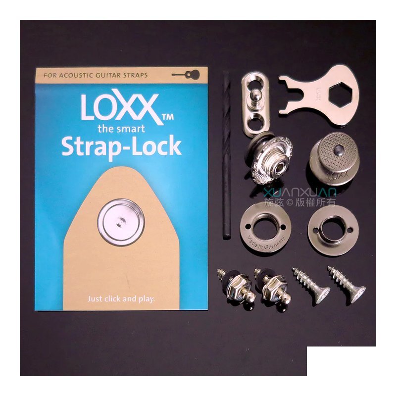 Loxx 德製安全肩帶釦-民謠/烏克-黑格子 安全背帶扣 背帶釘 牢固 — 三峽烏克麗麗