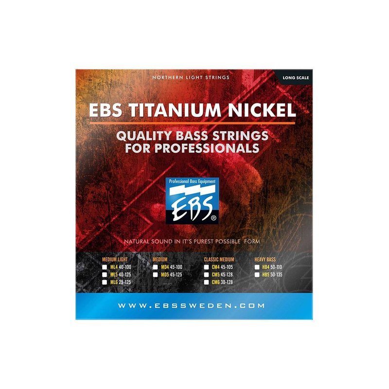 EBS EBS US Titanium Nickel Heavy Bass 美製鈦鎳 電貝斯五弦套弦 50-135 — 三峽木吉他 / 民謠吉他