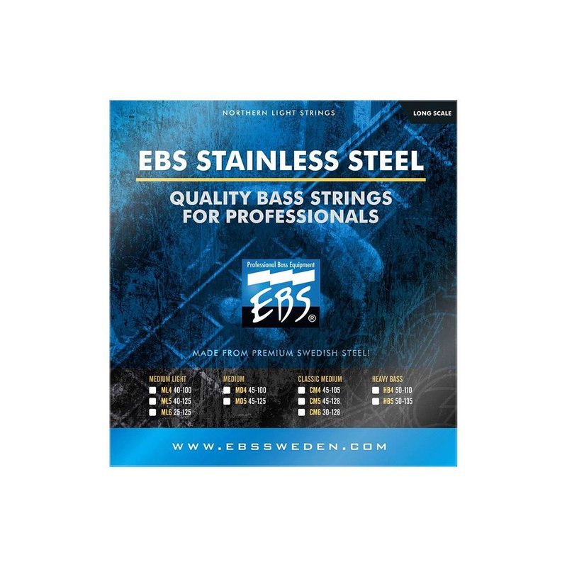 EBS EBS Stainless Steel Classic Medium 不銹鋼 電貝斯五弦套弦 45-128 — 三峽木吉他 / 民謠吉他