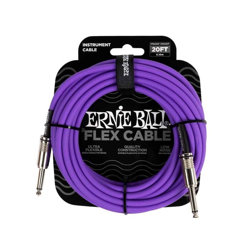 Ernie Ball Ernie Ball Flex Instrument Cable Straight/Straight 20ft - Purple 6420 樂器導線 — 三峽導線