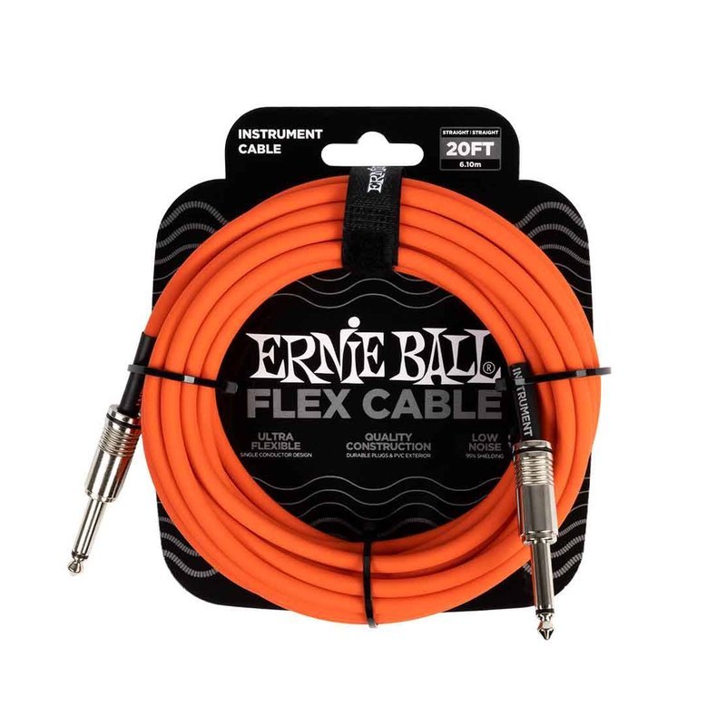 Ernie Ball Ernie Ball Flex Instrument Cable Straight/Straight 20ft - Orange 6421 樂器導線 — 三峽導線