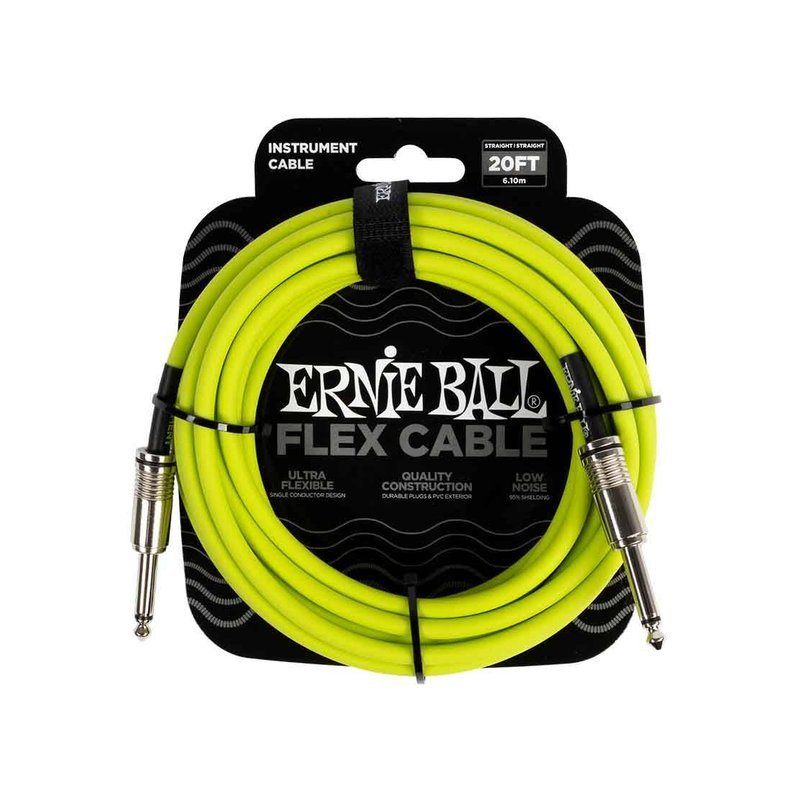 Ernie Ball Ernie Ball Flex Instrument Cable Straight/Straight 20ft - Green 6419 樂器導線 — 三峽導線
