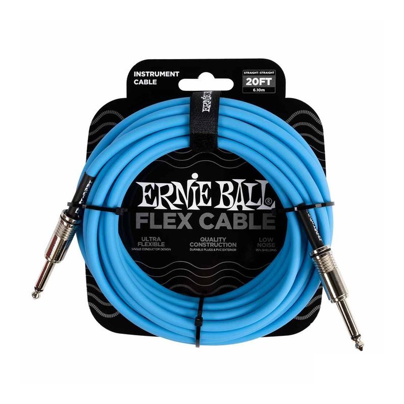 Blue Ernie Ball Flex Instrument Cable Straight/Straight 20ft - Blue 6417 樂器導線 — 三峽導線