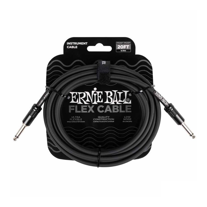 Ernie Ball Ernie Ball Flex Instrument Cable Straight/Straight 20ft - Black 6435 樂器導線 — 三峽導線