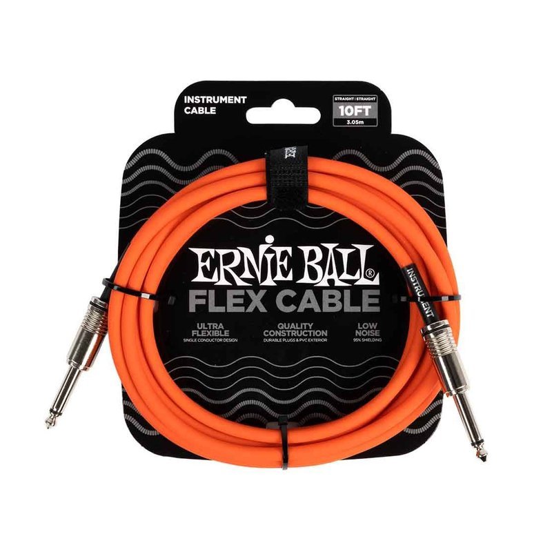 Ernie Ball Ernie Ball Flex Instrument Cable Straight/Straight 10ft - Orange 6416 樂器導線 — 三峽導線