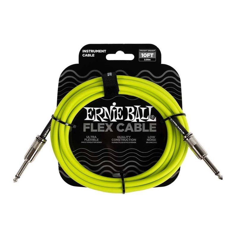 Ernie Ball Ernie Ball Flex Instrument Cable Straight/Straight 10ft - Green 6414 樂器導線 — 三峽導線