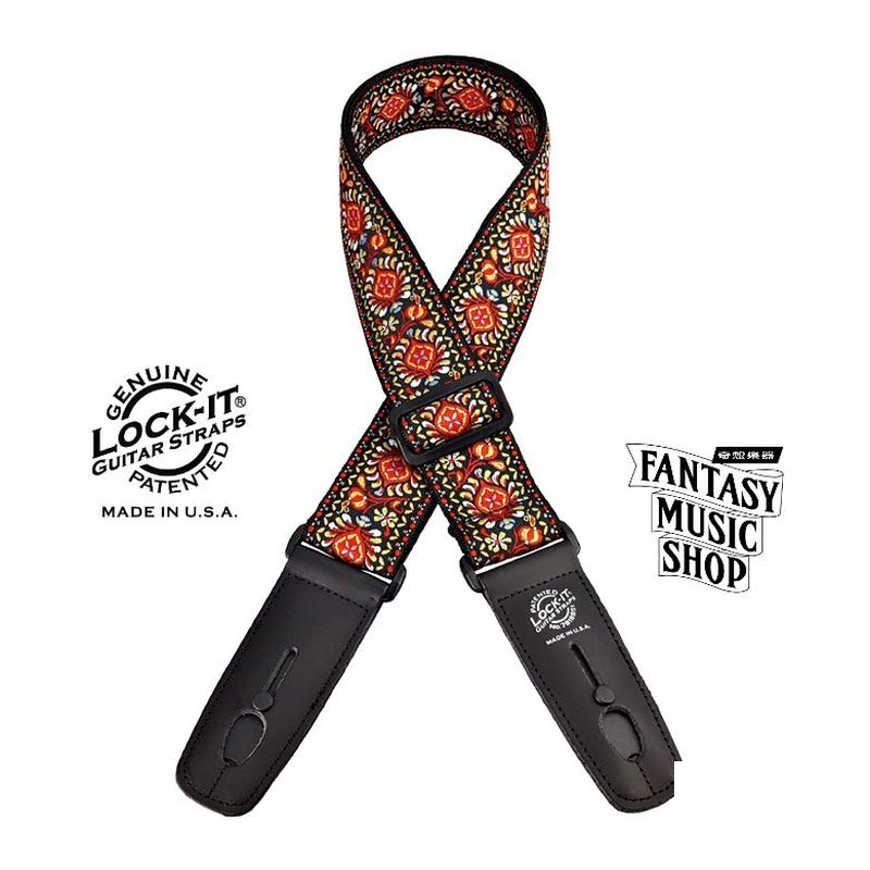 Lock-it straps 安全背帶 緹花編織 波斯款| Lock-It Straps 免安裝直接提供保護 美國製 — 三峽木吉他 / 民謠吉他