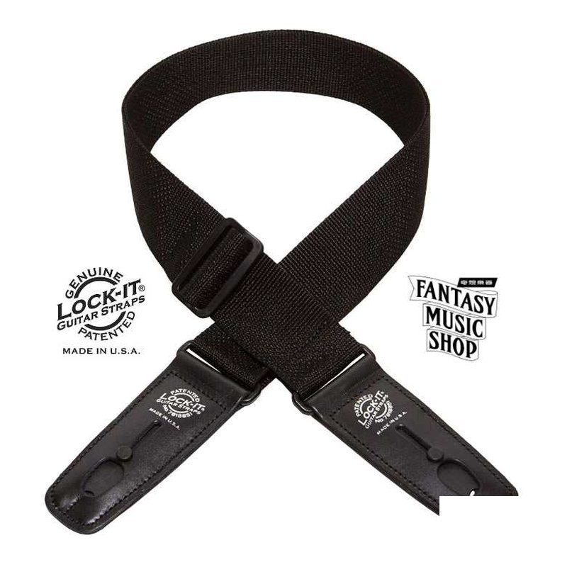 Lock-it straps 安全背帶 黑色 尼龍 基本款| Lock-It Straps 免安裝直接提供保護 美國製 — 三峽木吉他 / 民謠吉他
