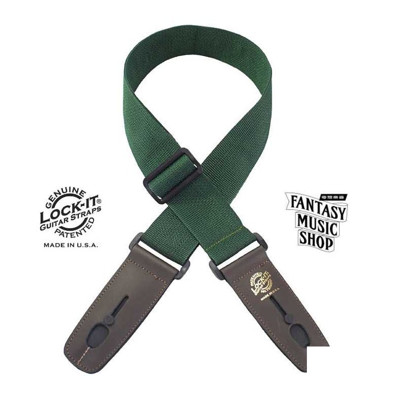 Lock-it straps 安全背帶 深綠色 尼龍 基本款| Lock-It Straps 免安裝直接提供保護 美國製 — 三峽木吉他 / 民謠吉他