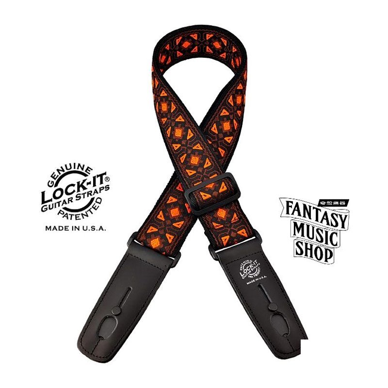 Lock-it straps 安全背帶 緹花編織 遊唱者款| Lock-It Straps 免安裝直接提供保護 美國製 — 三峽木吉他 / 民謠吉他