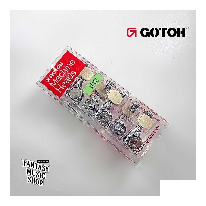 GOTOH GOTOH 乳白塑料方弦鈕頭 鉻合金鈕身 CR M07 | 1:21齒輪比 45度左3右3 齒輪精細度高 — 三峽木吉他 / 民謠吉他