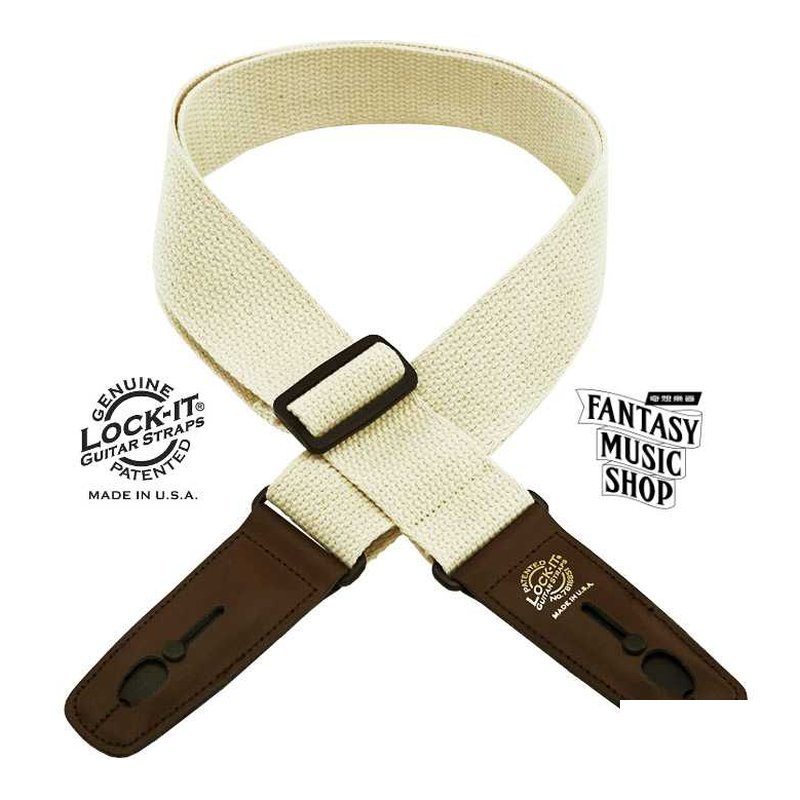 Lock-it straps 安全背帶 溫柔親膚棉 天然米白色款 | Lock-It Straps 免安裝直接提供保護 美國製 — 三峽木吉他 / 民謠吉他