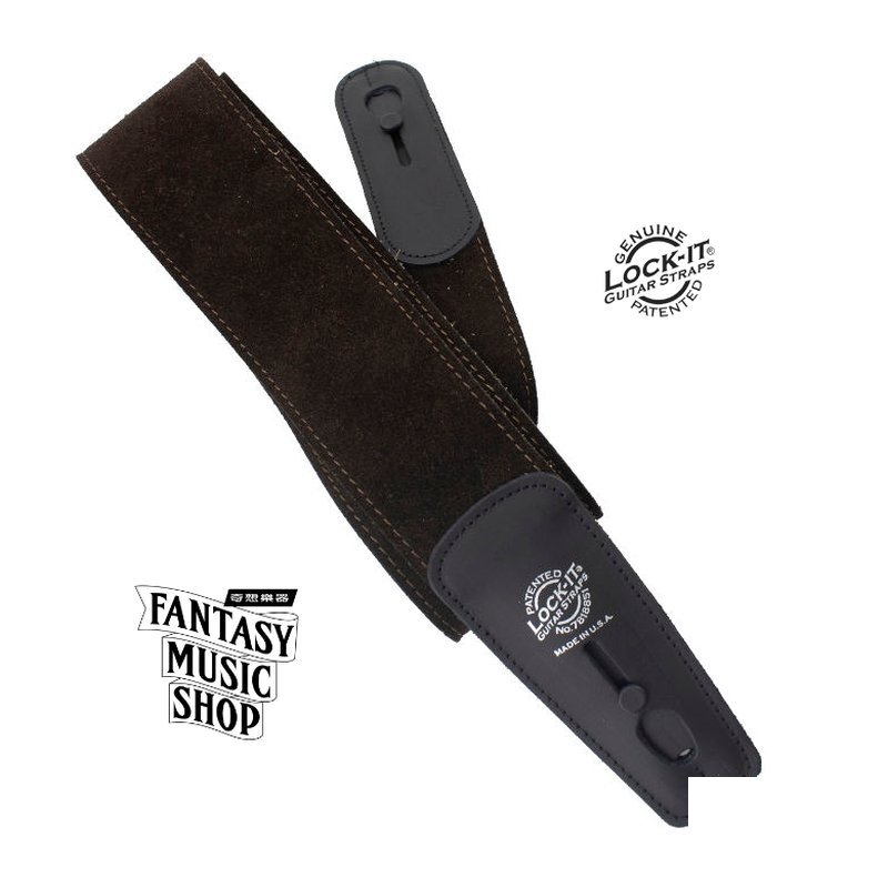 Lock-it straps 安全背帶 麂皮巧克力色 高階款| Lock-It Straps 免安裝直接提供保護 美國製 — 三峽木吉他 / 民謠吉他