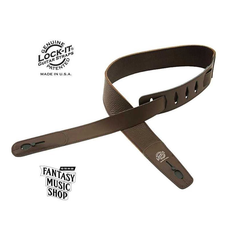 Lock-it straps 安全背帶 巧克力色真皮 無金屬款 | Lock-It Straps 免安裝直接提供保護 美國製 — 三峽木吉他 / 民謠吉他