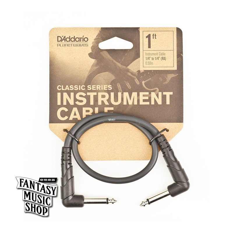 Daddario 1ft Classic series L頭短導線 (PWAC-PW-CGTPRA-01) — 三峽導線