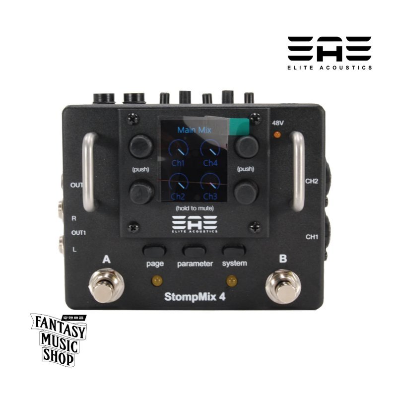 Elite EAE | Elite StompMix 4 木吉他前級 四軌進階版 | 幻象電源 腳踏式切換 — 三峽木吉他 / 民謠吉他