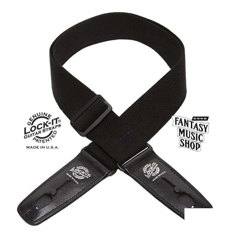 Lock-it straps 安全背帶 溫柔親膚棉 黑色款 | Lock-It Straps 免安裝直接提供保護 美國製 — 三峽木吉他 / 民謠吉他