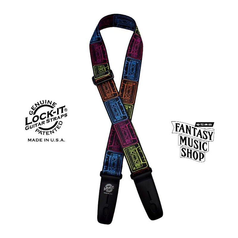 Lock-it straps 安全背帶 搖滾系列 復古卡帶款| Lock-It Straps 免安裝直接提供保護 美國製 — 三峽木吉他 / 民謠吉他