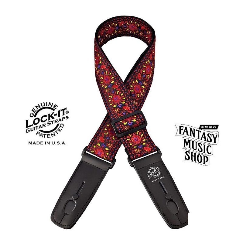 Lock-it straps 安全背帶 緹花編織 摩洛哥款| Lock-It Straps 免安裝直接提供保護 美國製 — 三峽木吉他 / 民謠吉他