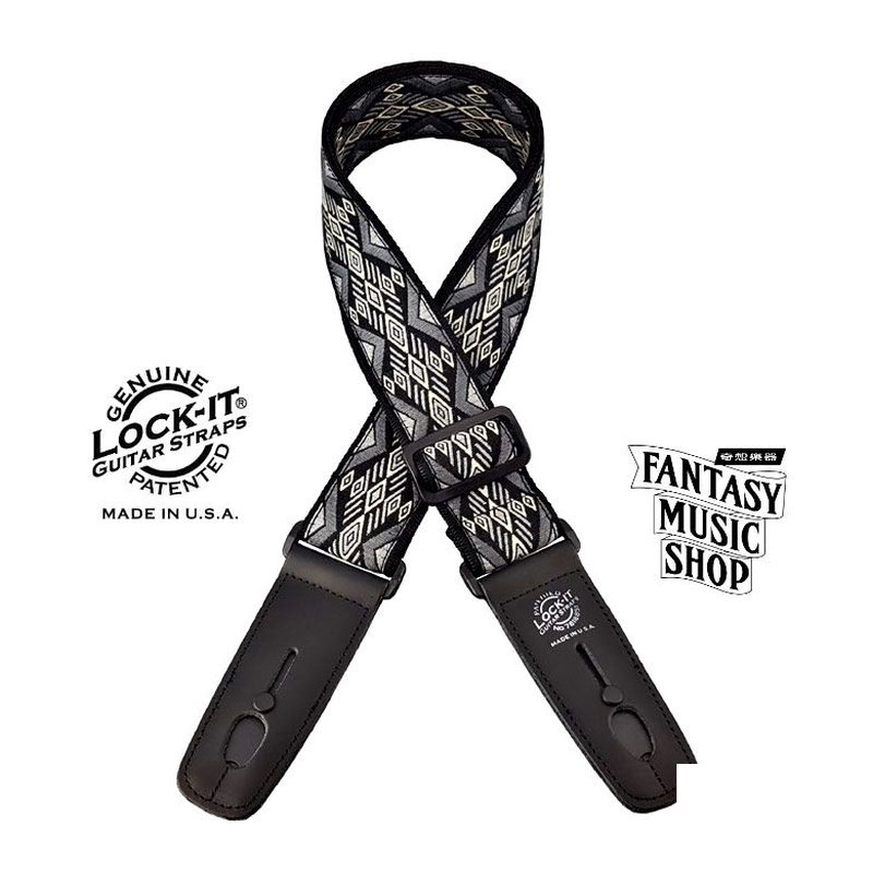 Lock-it straps 安全背帶 緹花編織 黑峽谷款| Lock-It Straps 免安裝直接提供保護 美國製 — 三峽木吉他 / 民謠吉他