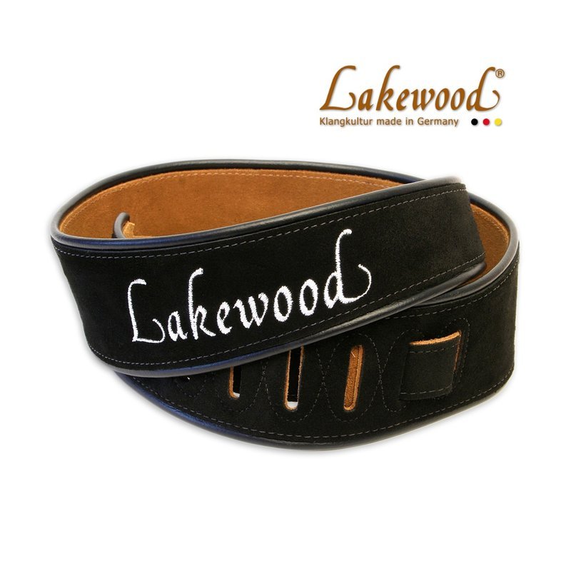 Lakewood Lakewood 真皮麂皮背帶 | 黑色款 全皮革無金屬五金 德國原廠 — 三峽木吉他 / 民謠吉他