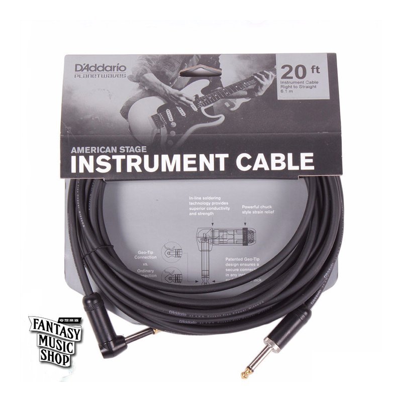 Daddario 20ft American Stage L頭+直頭導線 (PWAC-PW-AMSG-20) — 三峽導線
