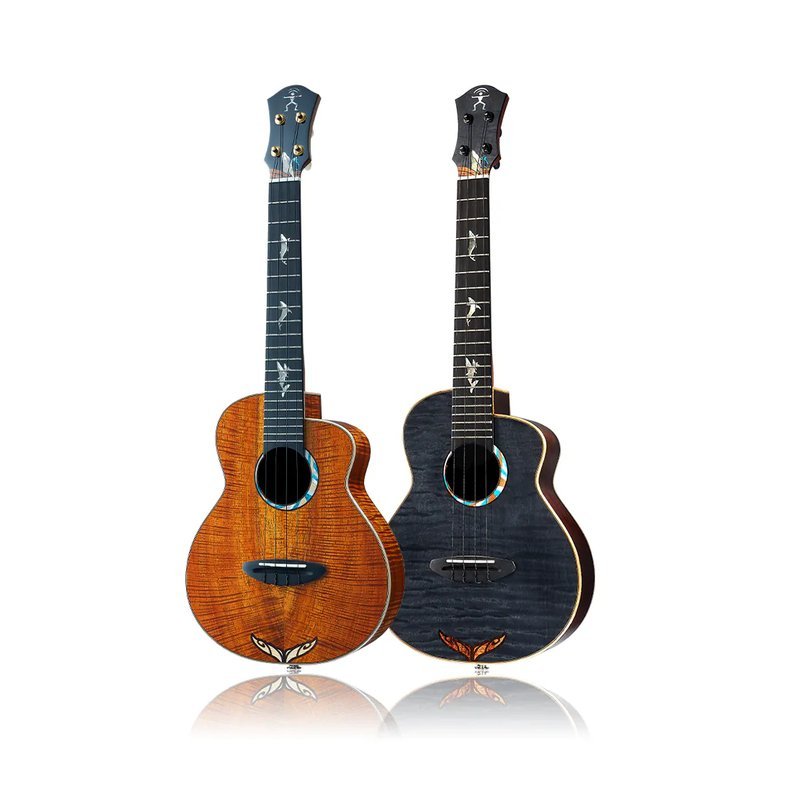aNueNue aNueNue / KYAS WHALE(Koa/Black)26吋全單烏克麗麗(夏威夷相思木)(浸黑虎紋楓木＋紅松)(原聲款/插電款)彩虹人官方認證 — 三峽烏克麗麗
