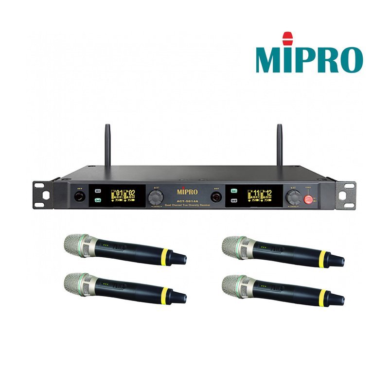MIPRO 【MIPRO】ACT-5814A/ACT-58H 5GHz 1U四頻頻道無線麥克風組 數位接收機 附4組無線麥克風 — 三峽麥克風