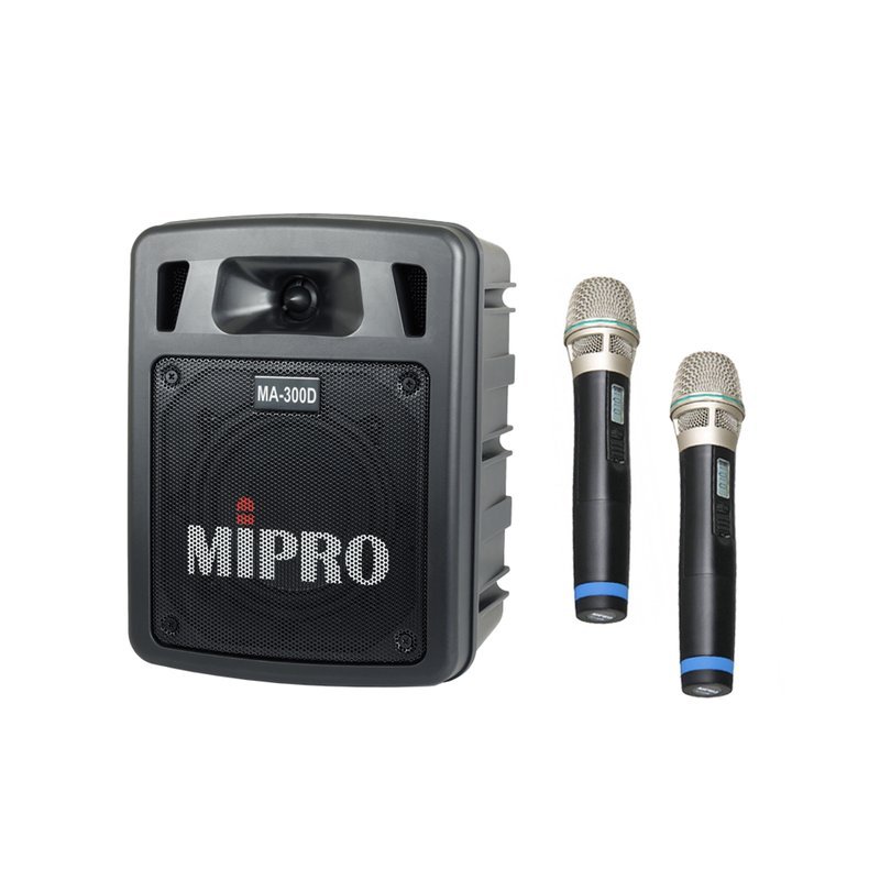 MIPRO MIPRO MA-300D/ACT-32H*2 雙頻 手提式 無線擴音機 支援 藍芽 USB(含麥克風二支) — 三峽麥克風