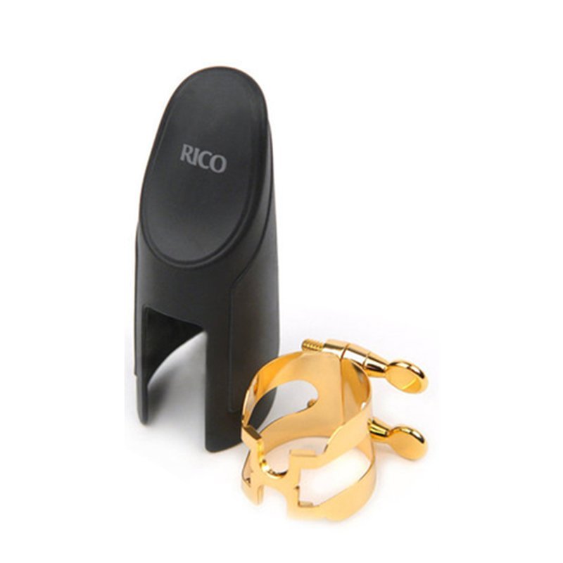 【RICO】HTS1G H型次中音薩克斯風束圈+吹嘴蓋 塑膠吹嘴用(鍍金) — 三峽銅管 / 管樂