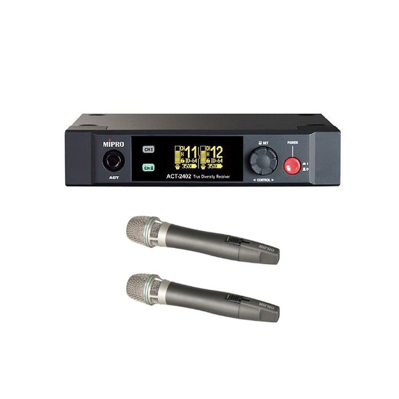 MIPRO 【MIPRO】ACT-2402/ACT-24HC*2 雙頻道無線麥克風組(數位式接收機+充電式手握無線麥克風) — 三峽麥克風