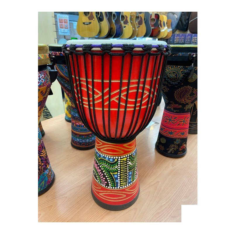 非洲鼓 12吋 仿獸皮 實木製作 贈20mm厚袋 紅 — 三峽鼓 / 打擊