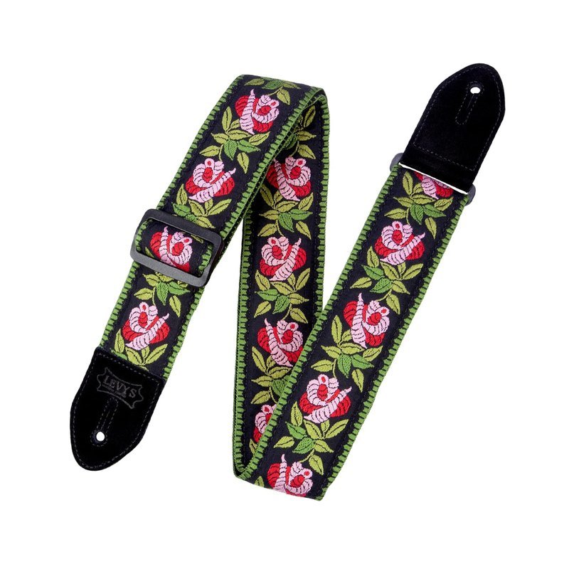 【LEVY'S】MC8JQ-003 吉他背帶 編織布料 粉紅色花卉圖案 — 三峽配件 / 週邊