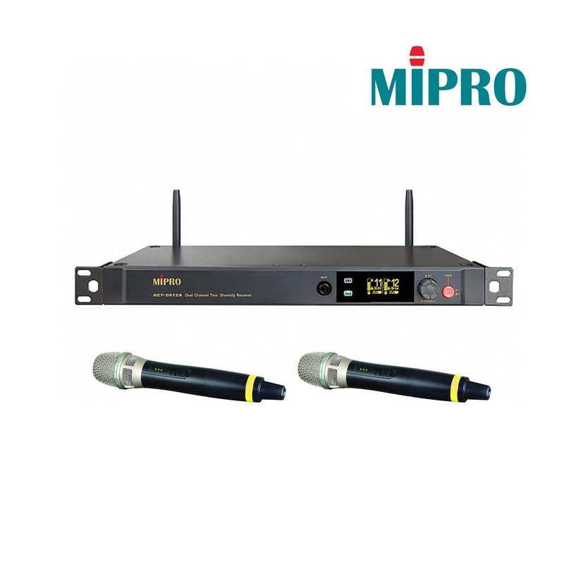 MIPRO 【MIPRO】ACT-5812A/ACT-58H 半U雙頻頻道無線麥克風組 數位接收機 無線麥克風*2 — 三峽麥克風
